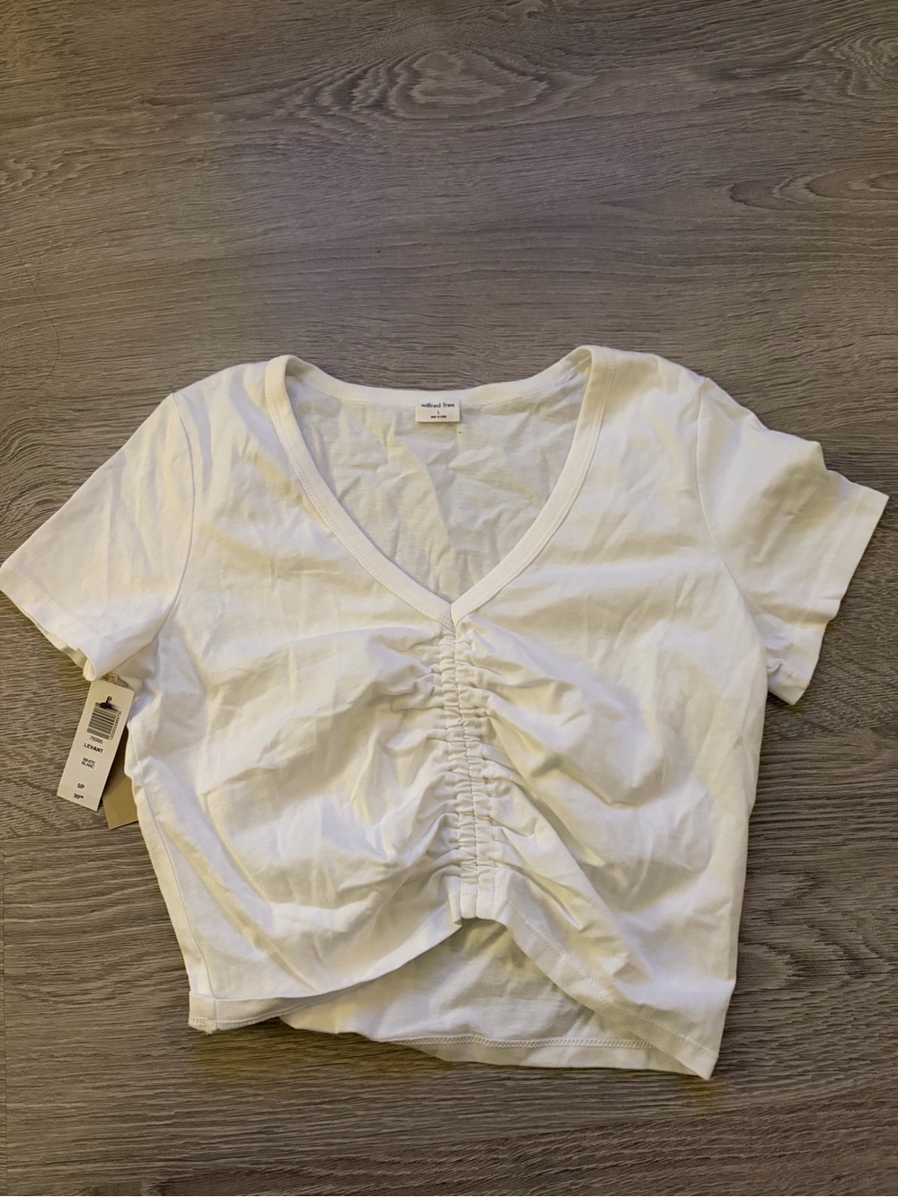 Wilfred White Ruched V-Neck Crop Top